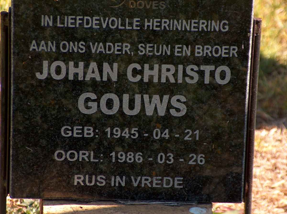 GOUWS Johan Christo 1945-1986