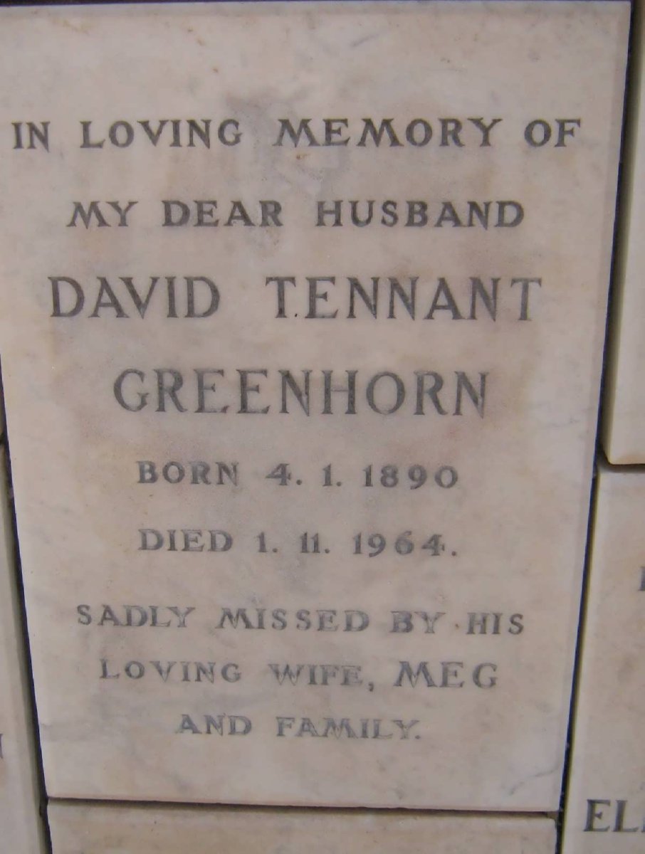 GREENHORN David Tennant 1890-1964