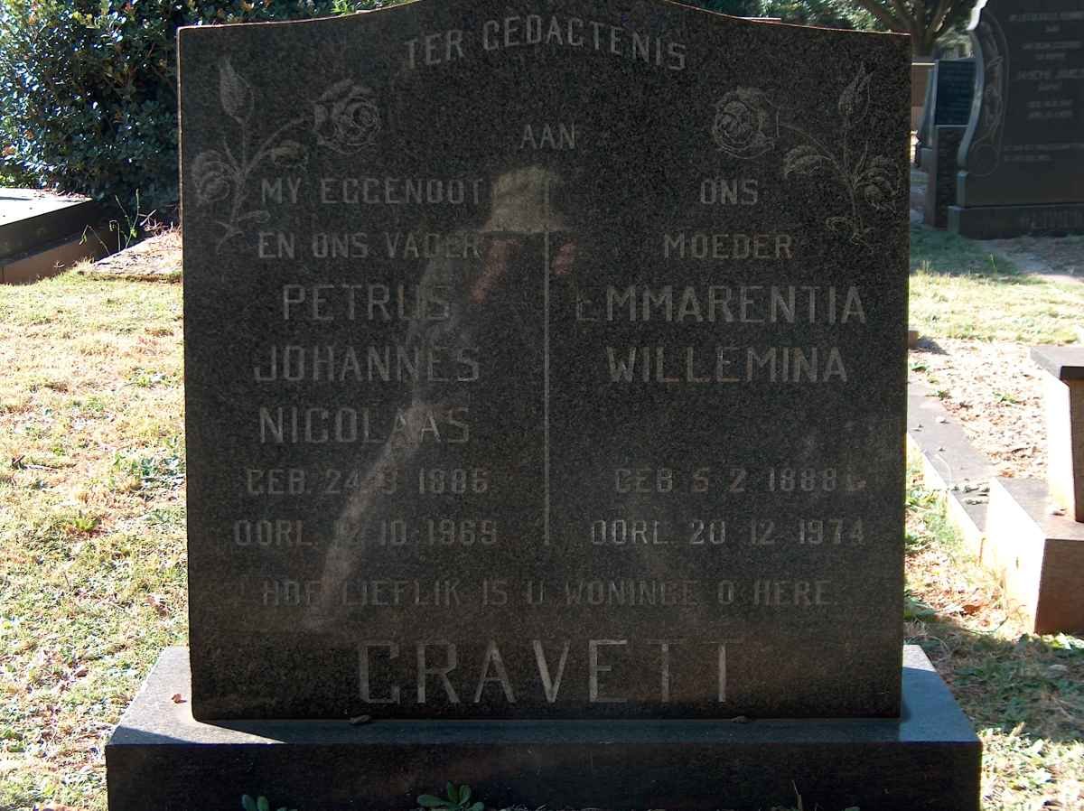 GRAVETT Petrus Johannes Nicolaas 1886-1969 &amp; Emmarentia Willemina 1888-1974