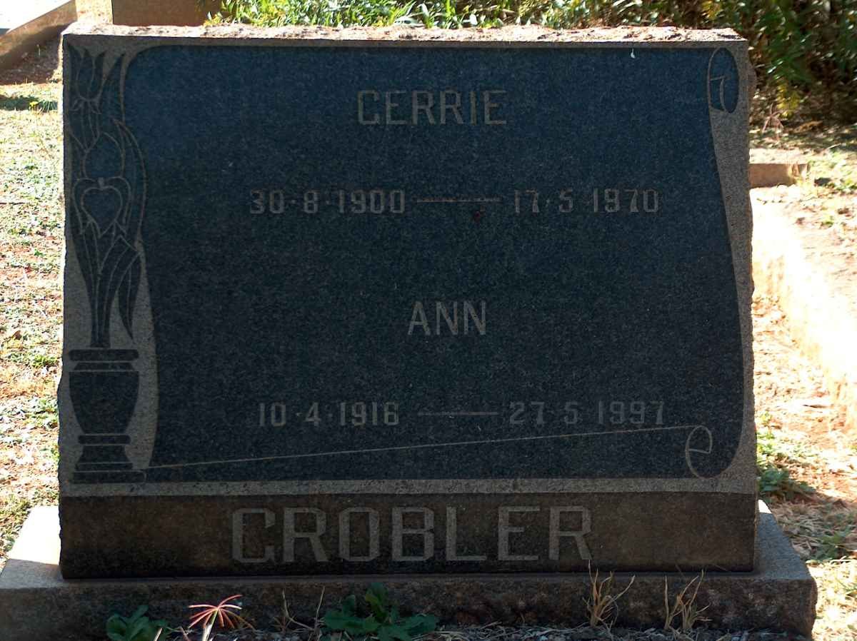 GROBLER Gerrie 1900-1970 &amp; Ann 1916-1997