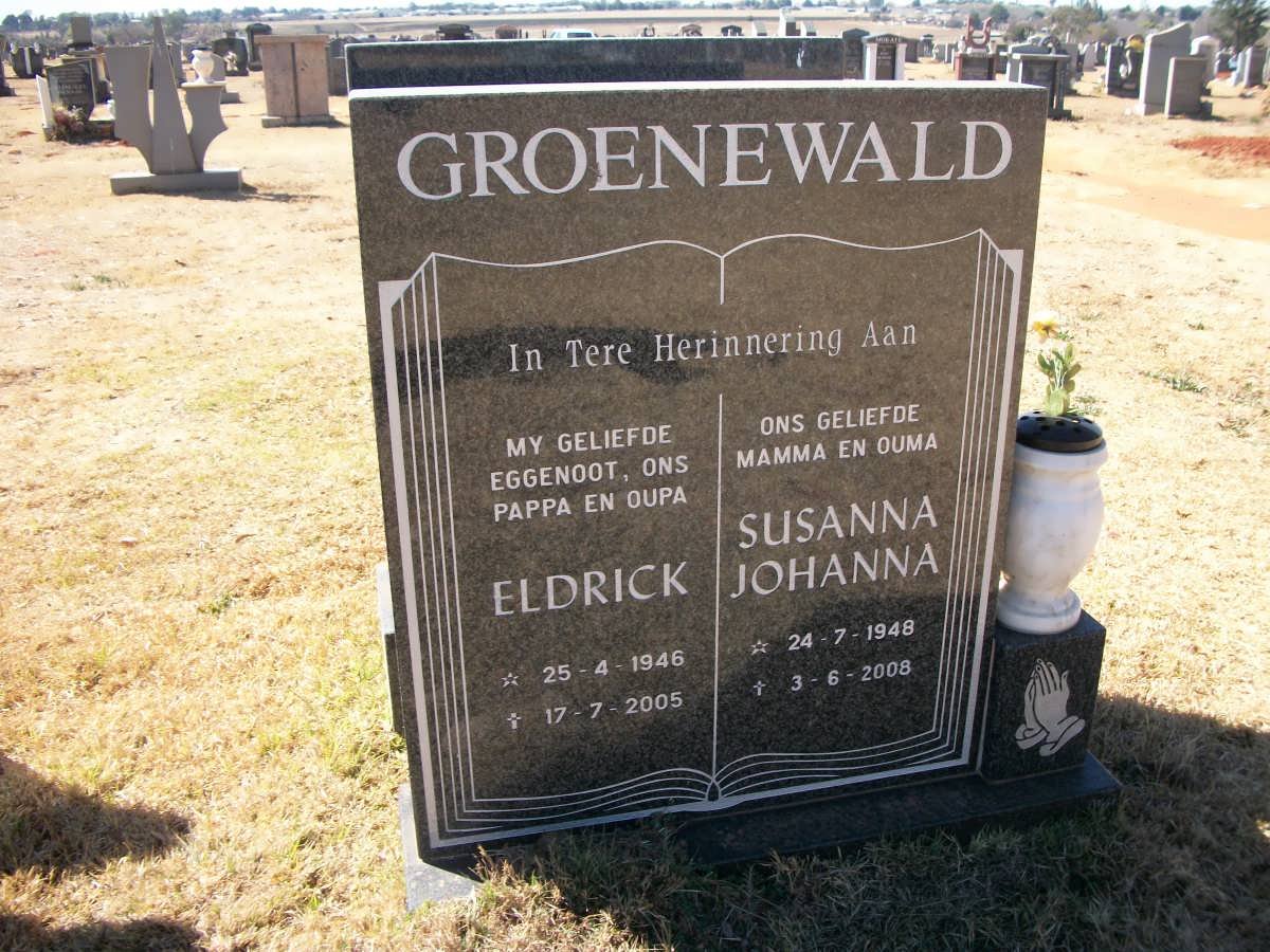 GROENEWALD Eldrick 1946-2005 &amp; Susanna Johanna 1948-2008