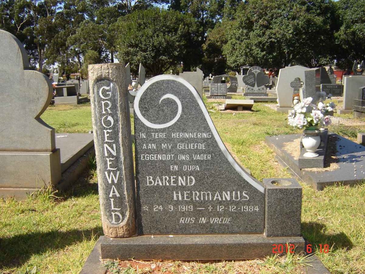 GROENEWALD Barend Hermanus 1919-1984