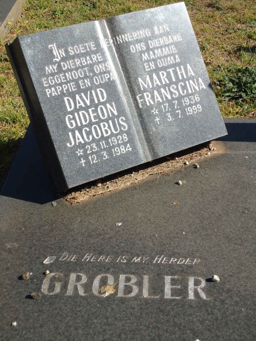 GROBLER David Gideon Jacobus 1928-1984 &amp; Martha Franscina 1936-1999
