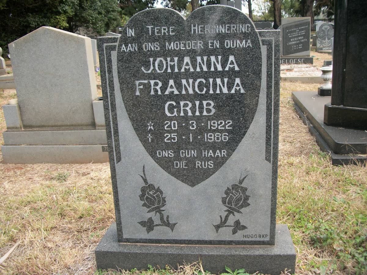 GRIB Johanna Francina 1922-1986
