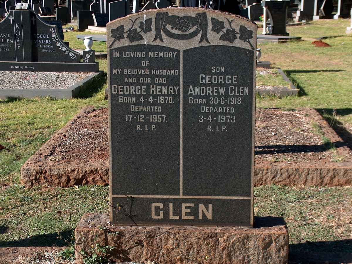 GLEN George Henry 1870-1957 :: GLEN George Andrew 1918-1973