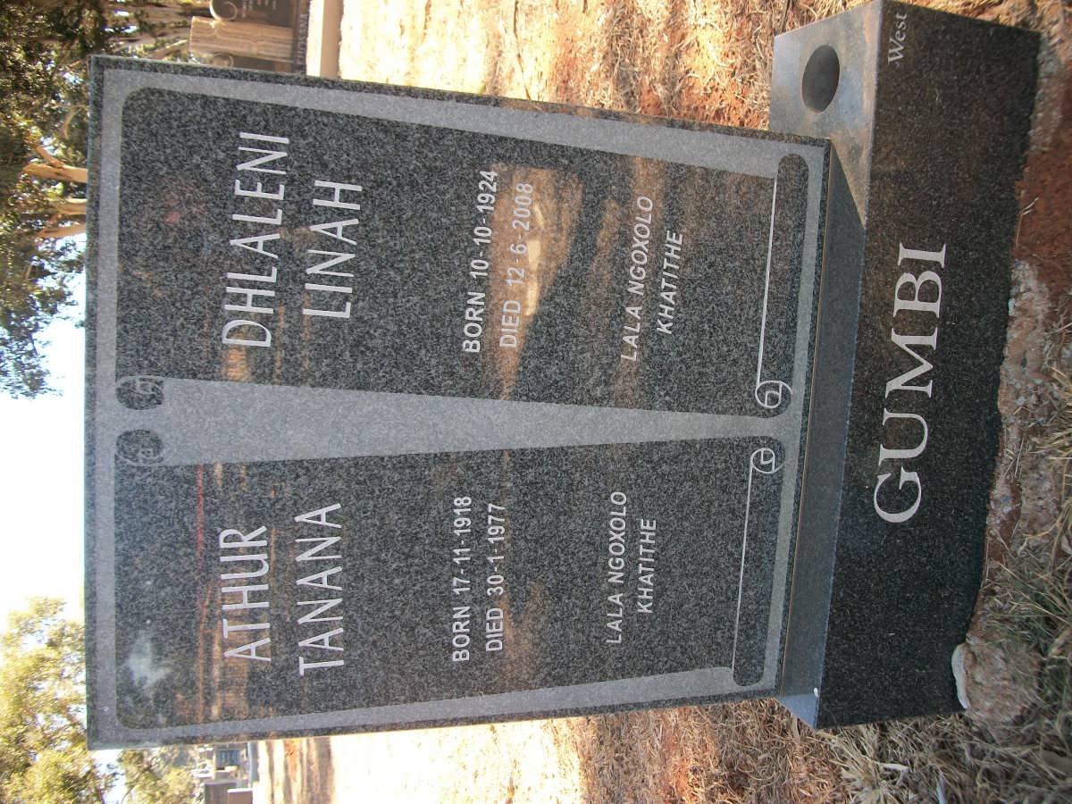 GUMBI Athur Tanana 1918-1977 &amp; Dhlaleni Linah 1924-2008