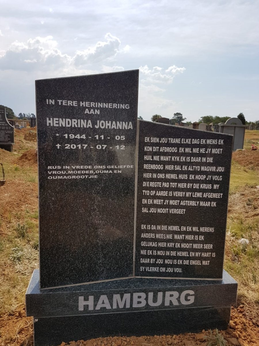 HAMBURG Hendrina Johanna nee HENDRICKS 1944-2017