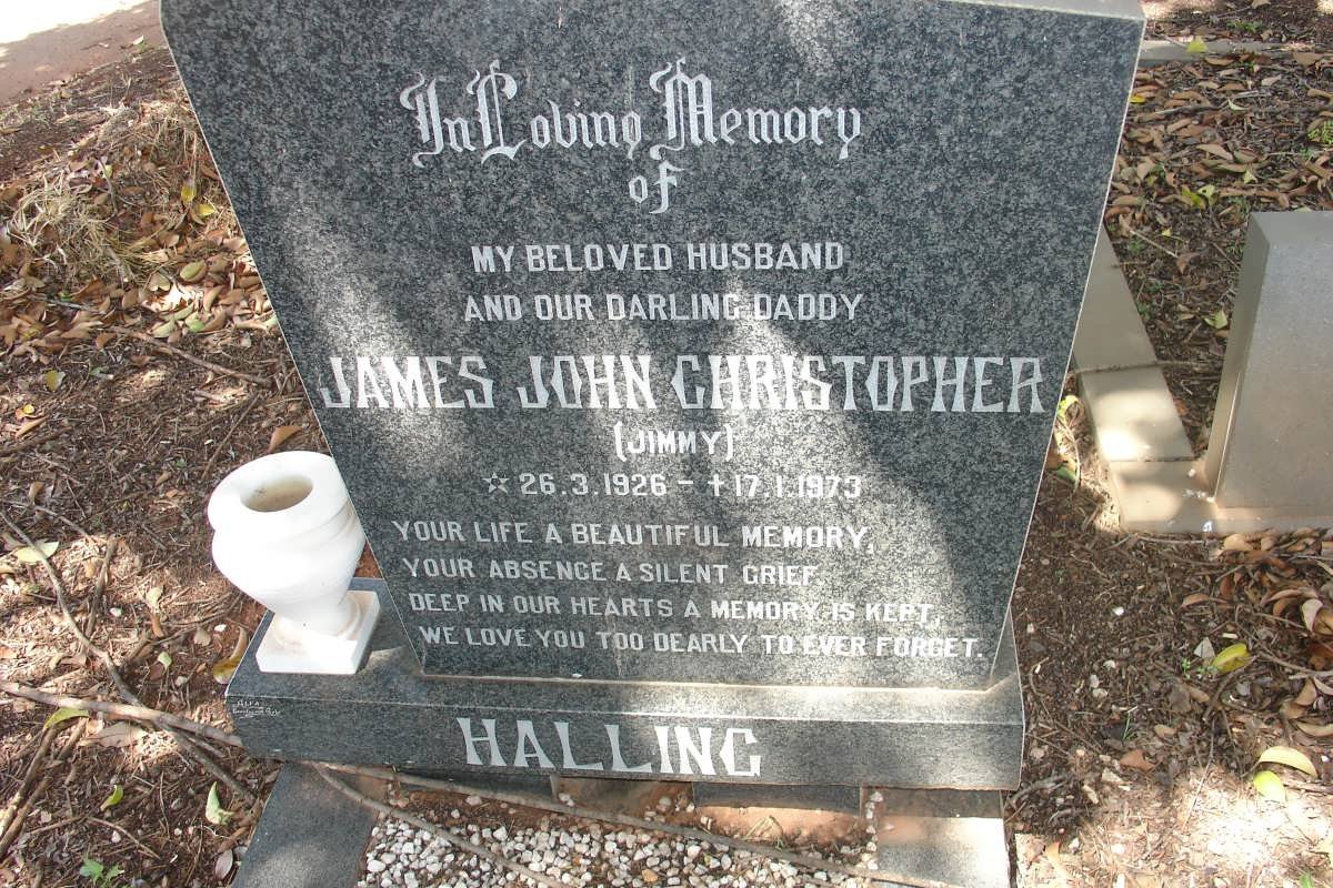 HALLING James John Christopher 1926-1973