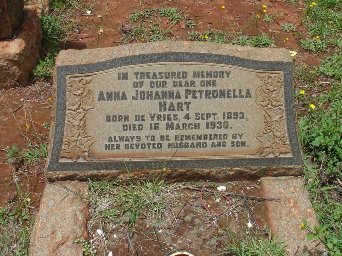 HART Anna Johanna Petronella nee DE VRIES 1893-1930