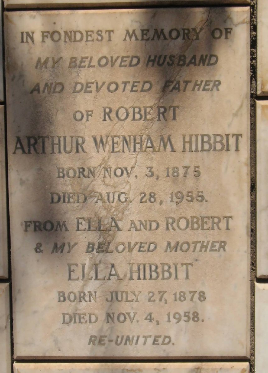 HABBIT Arthur Wenham 1875-1955 &amp; Ella 1878-1958