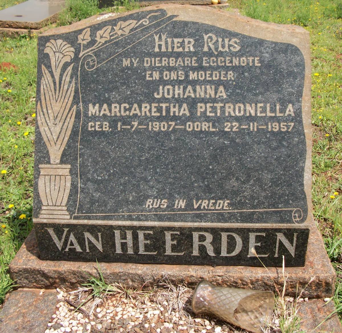 HEERDEN Johanna Margaretha Petronella, van 1907-1957