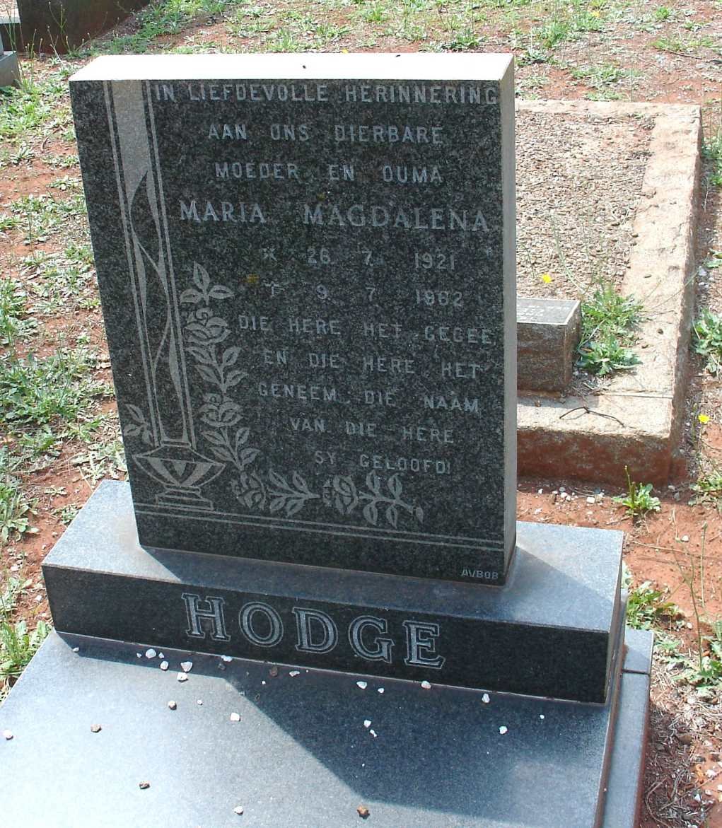 HODGE Maria Magdalena 1921-1962