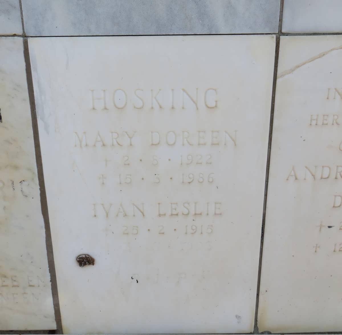 HOSKING Ivan Leslie 1915-? &amp; Mary Doreen 1922-1986