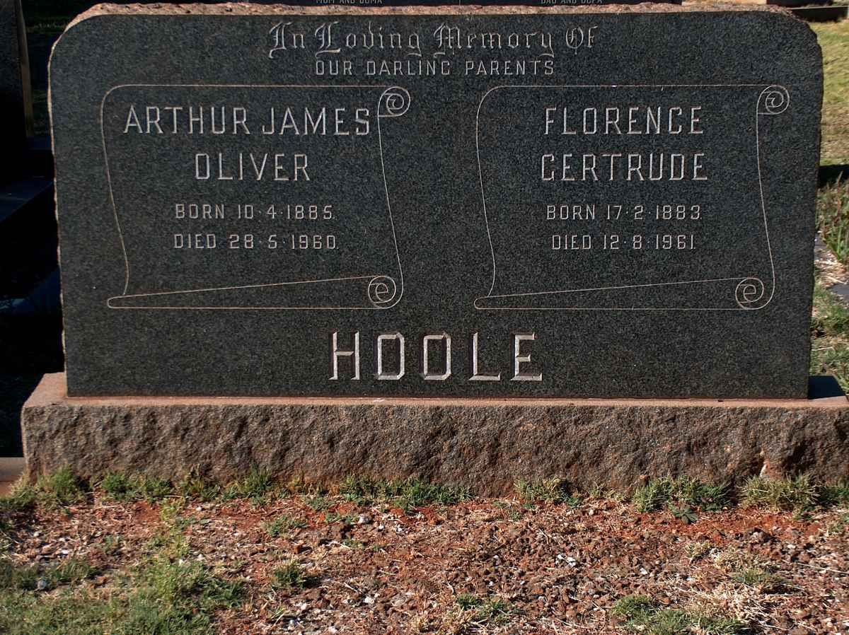 HOOLE Arthur James Oliver 1885-1960 &amp; Florence Gertrude 1883-1961