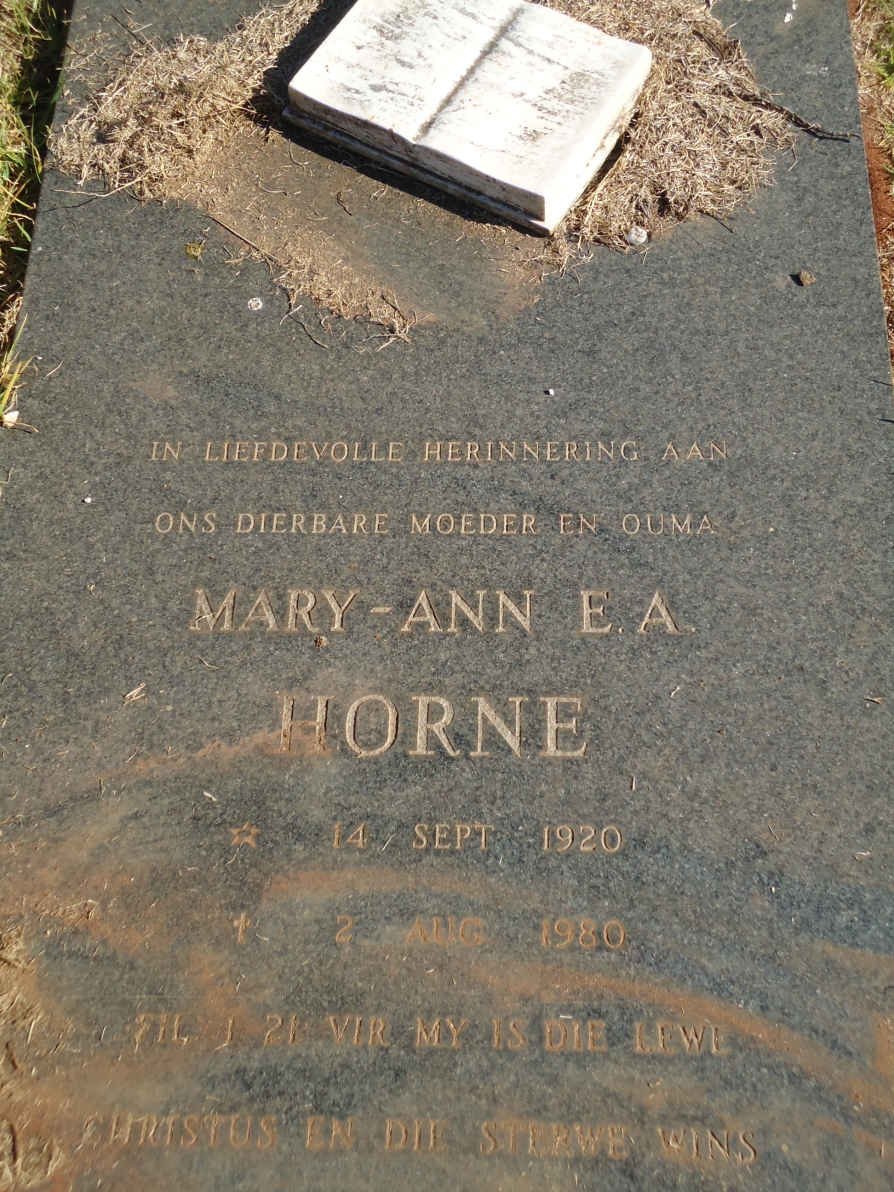 HORNE Mary-Ann E.A. 1920-1980