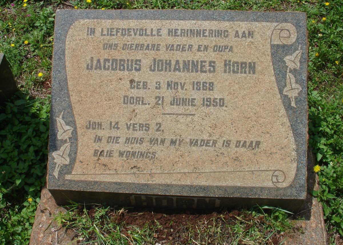 HORN Jacobus Johannes 1868-1950