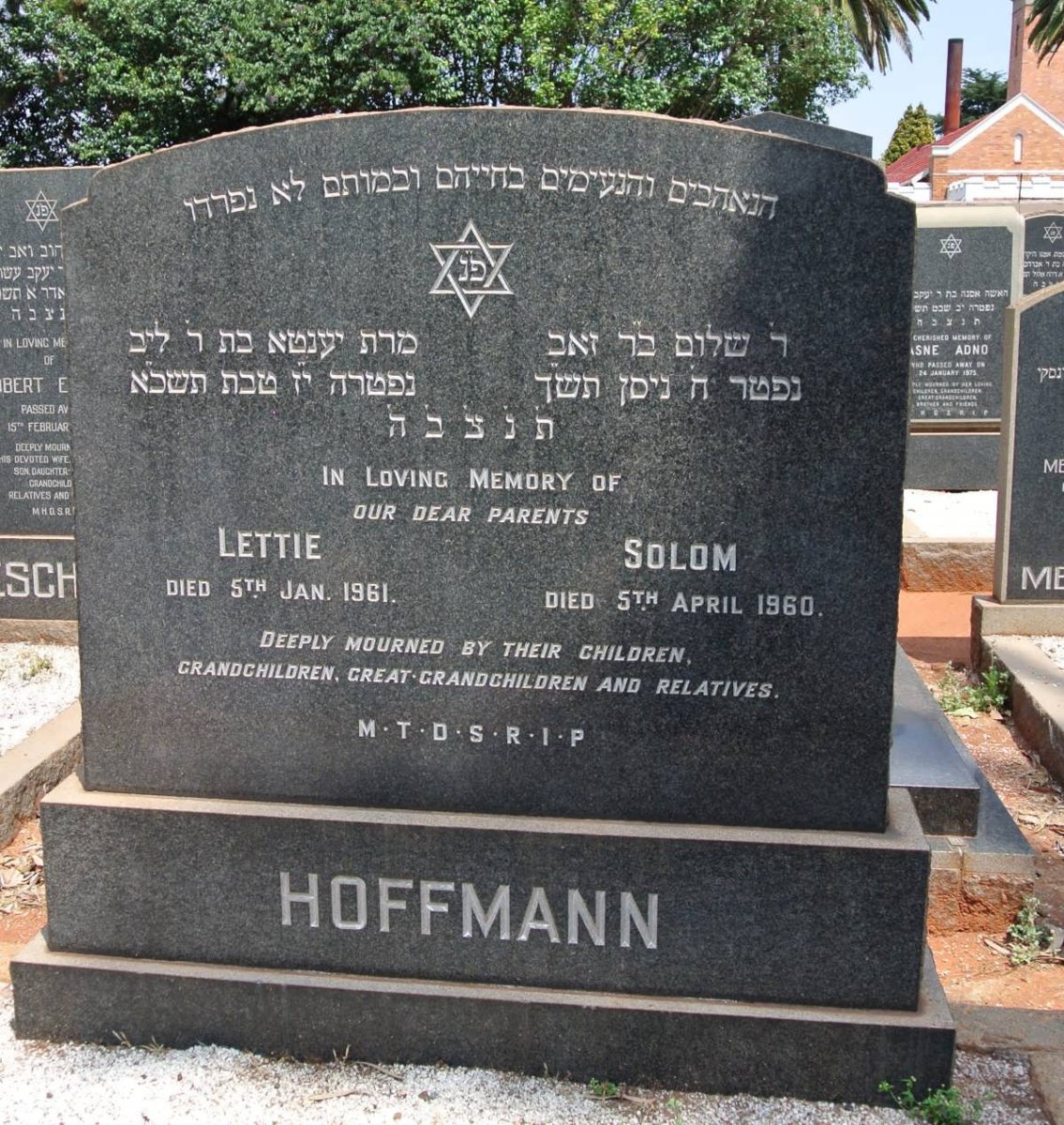 HOFFMANN Solom -1960 &amp; Lettie -1961