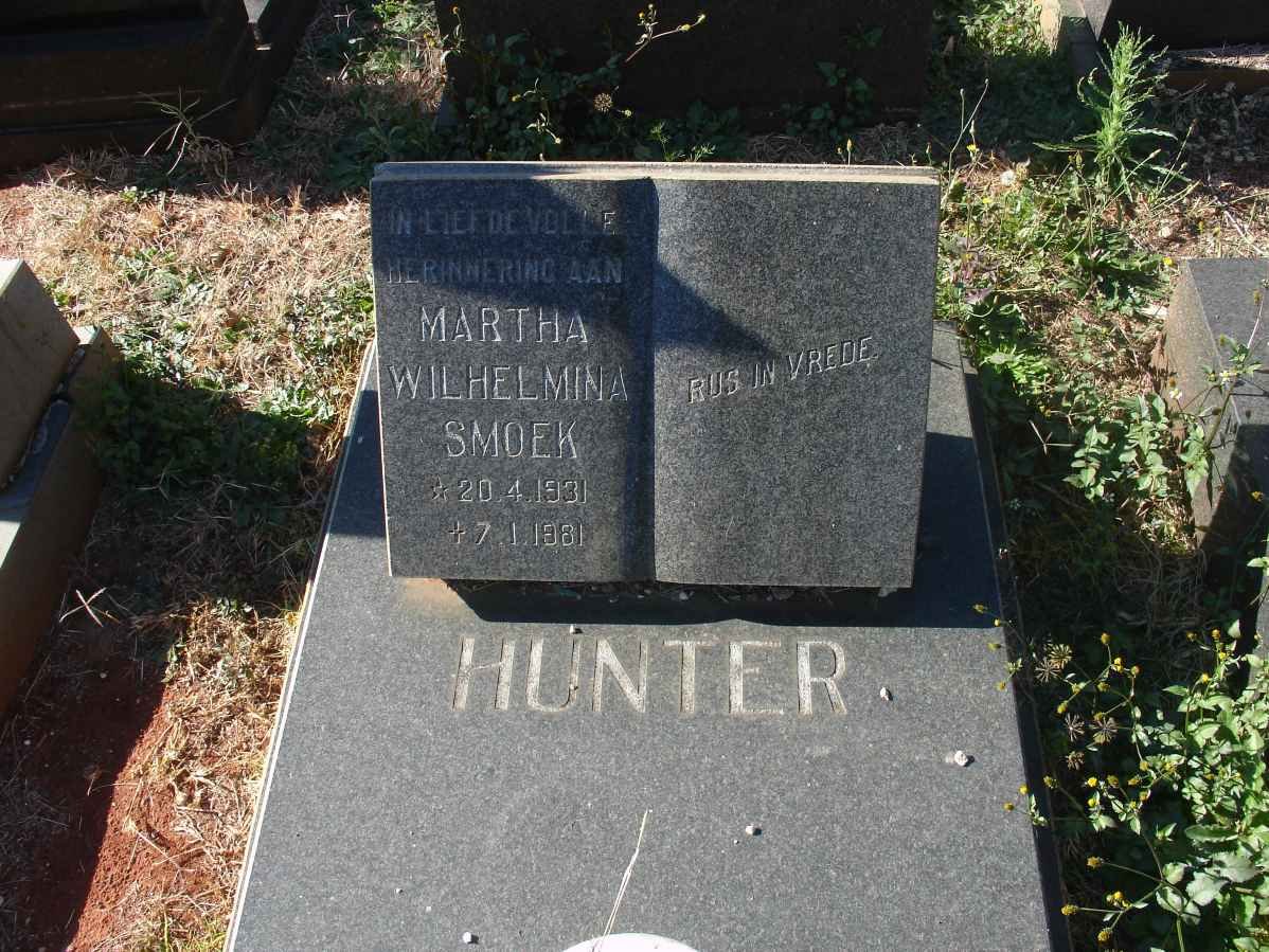 HUNTER Martha Wilhelmina Smoek 1931-1981