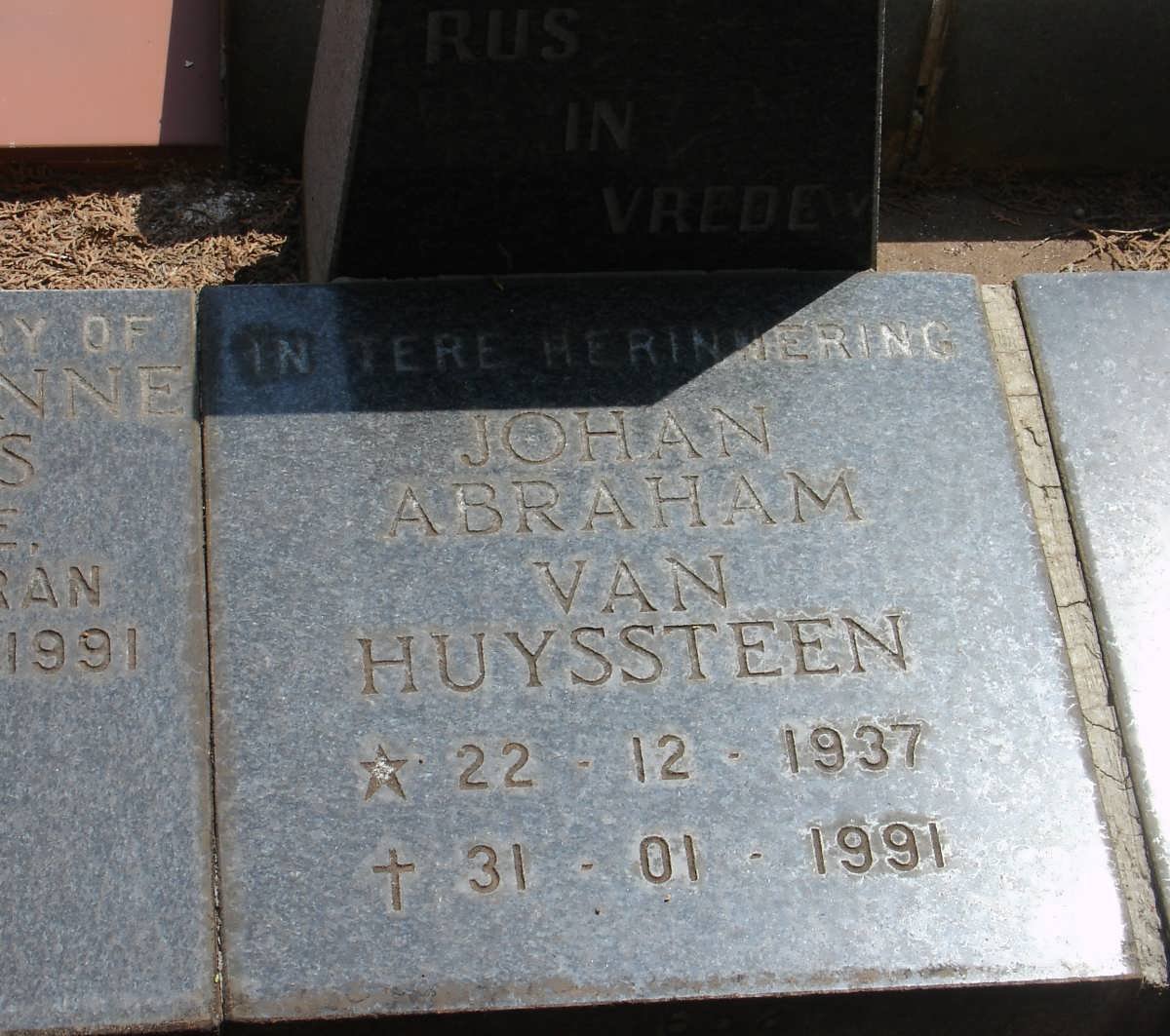 HUYSSTEEN Johan Abraham, van 1937-1991