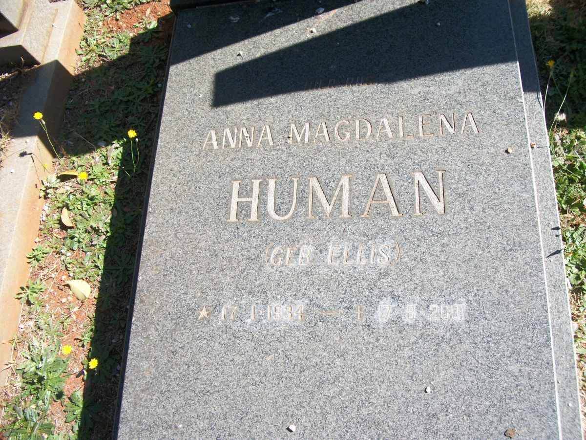 HUMAN Anna Magdalena nee ELLIS 1934-2001