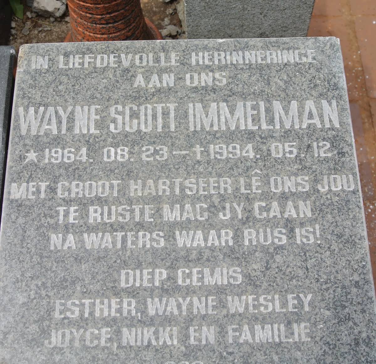 IMMELMAN Wayne Scott 1964-1994