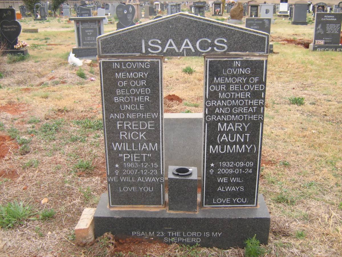 ISAACS Frederick William 1963-2007 &amp; Mary 1932-2009