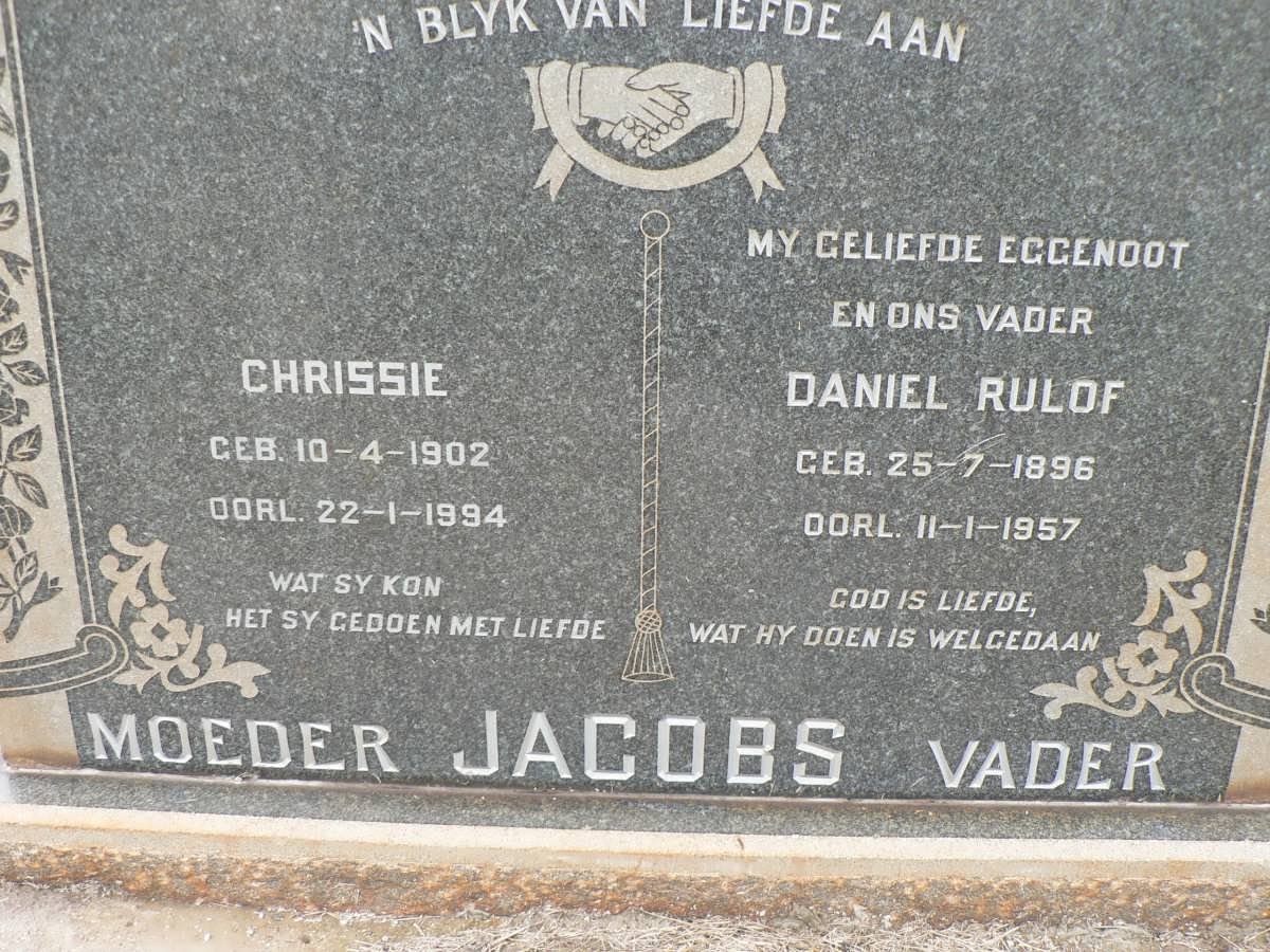 JACOBS Daniel Rulof 1896-1957 &amp; Chrissie 1902-1994