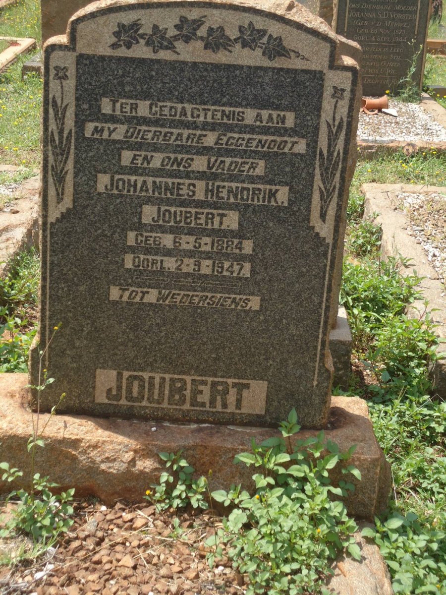 JOUBERT Johannes Hendrik 1884-1947
