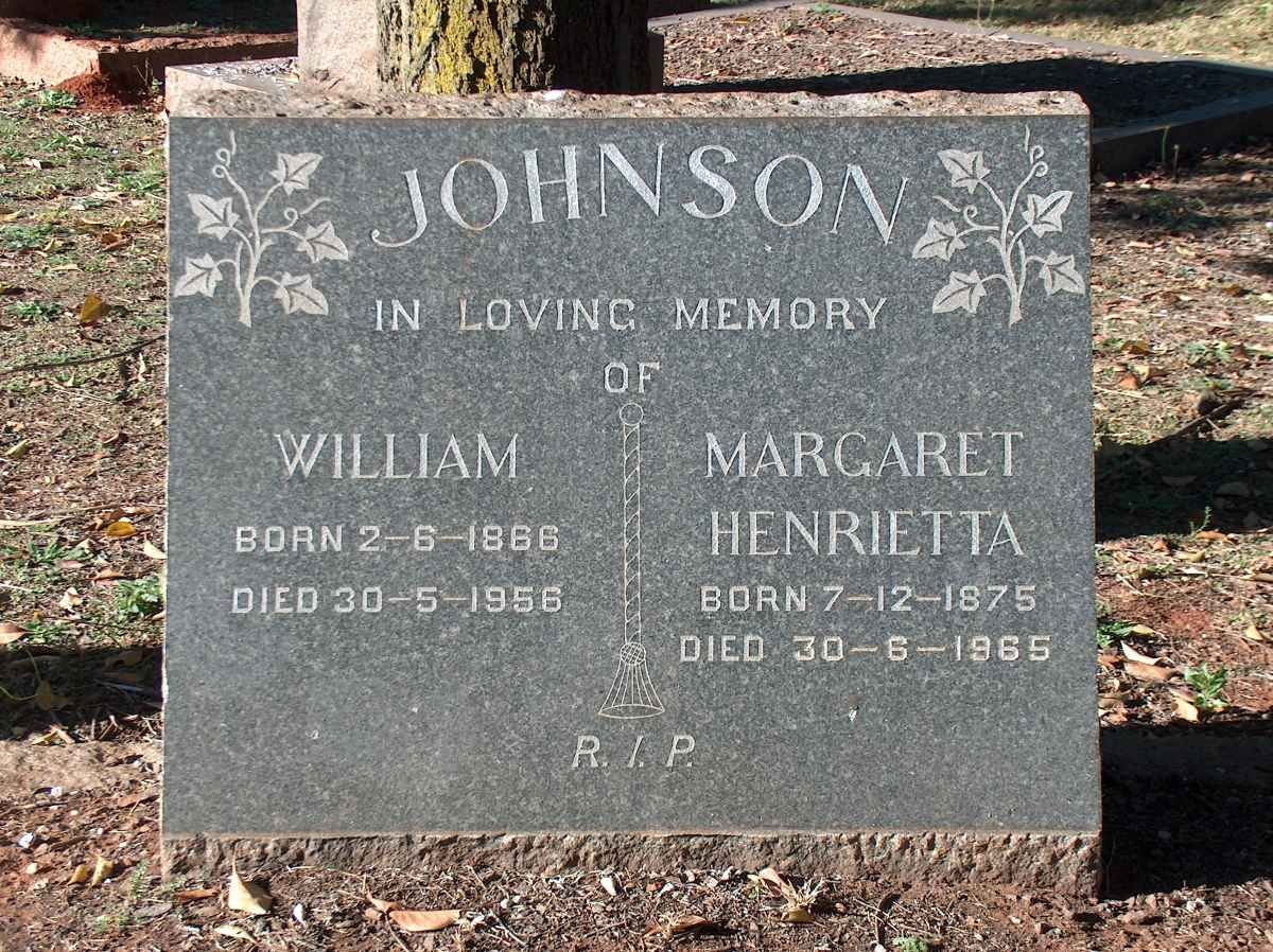 JOHNSON William 1866-1956 &amp; Margaret Hanrietta 1875-1965