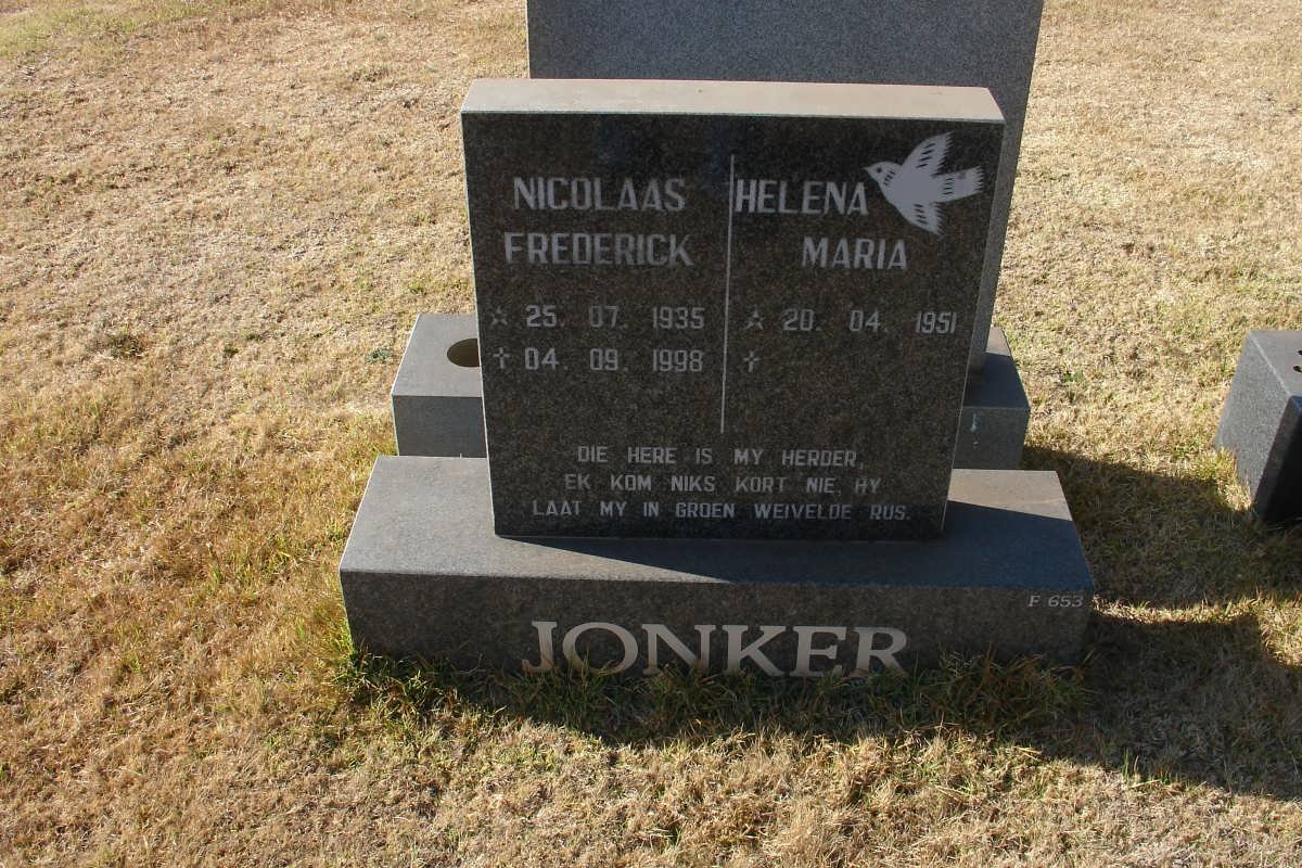 JONKER Nicolaas Frederick 1935-1998 &amp; Helena Maria 1951-