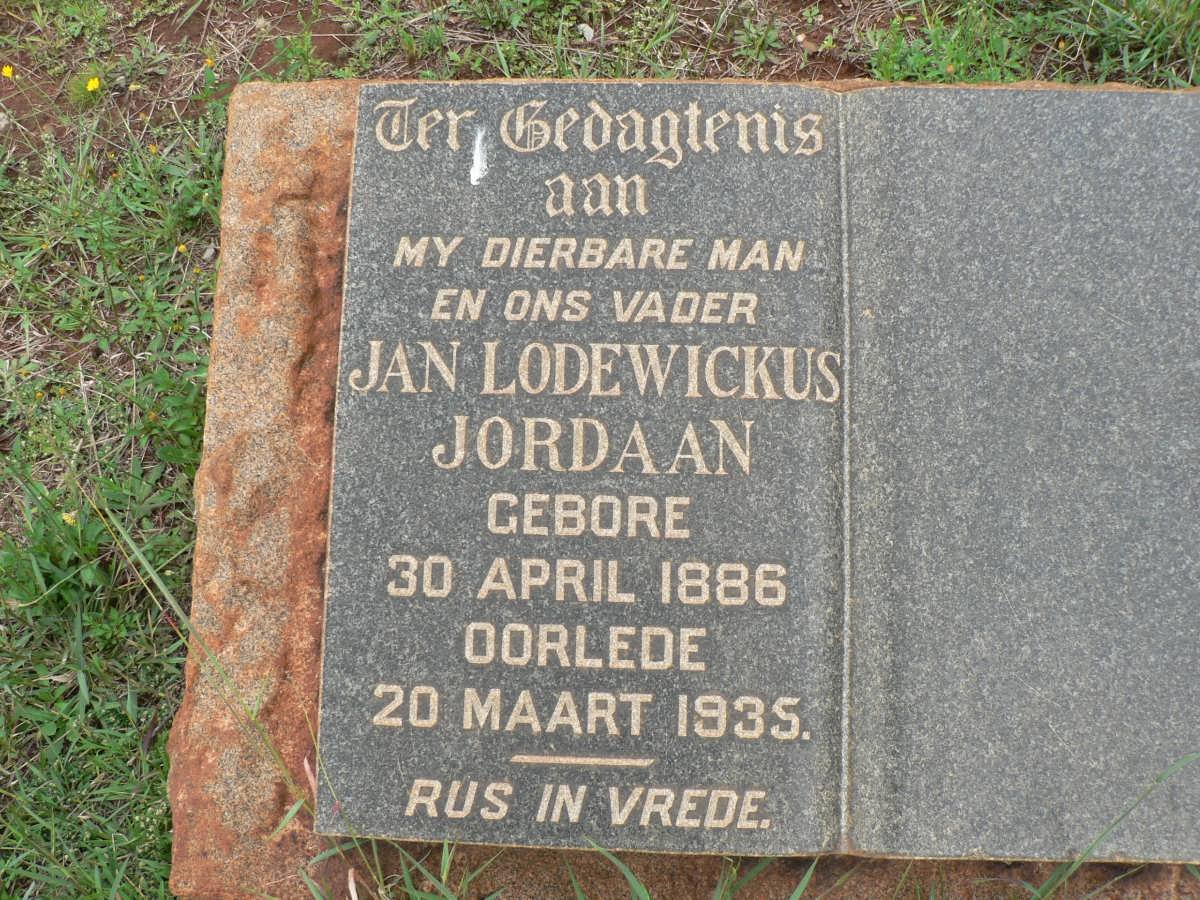 JORDAAN Jan Lodewickus 1886-1935