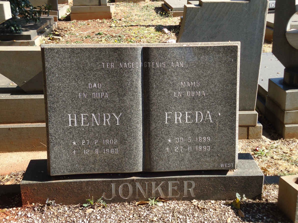 JONKER Henry 1902-1983 &amp; Freda 1899-1993
