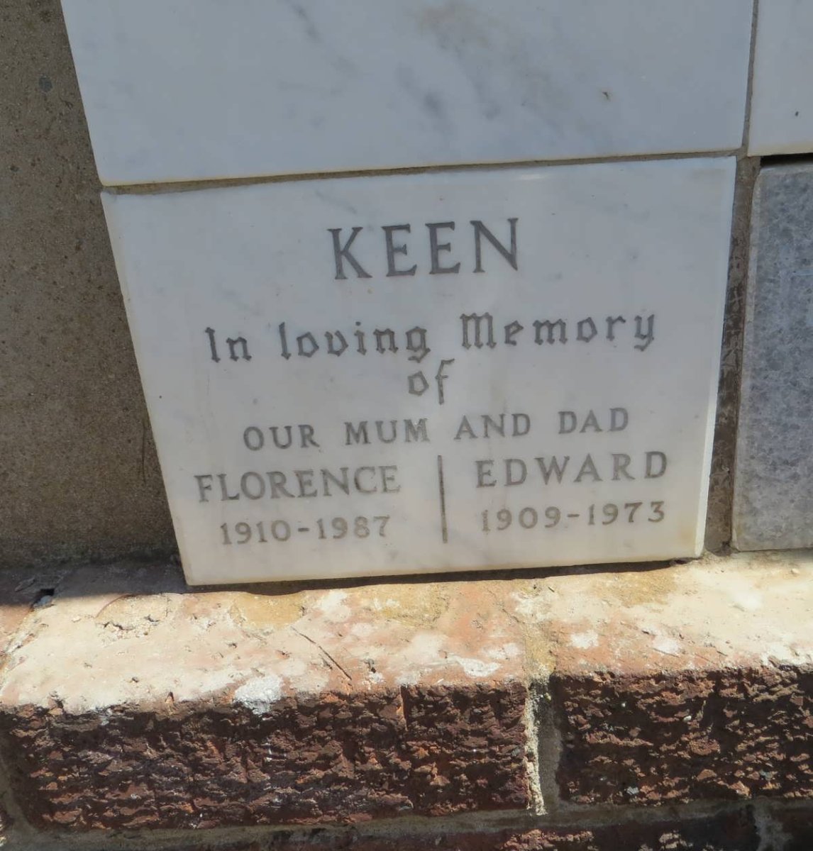 KEEN Edward 1909-1973 &amp; Florence 1910-1987