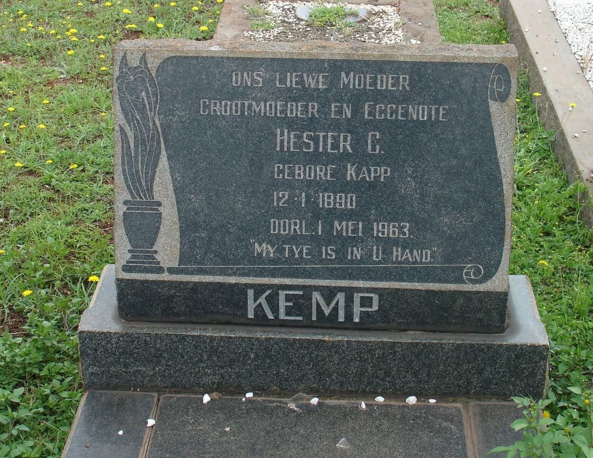 KEMP Hester C. nee KAPP 1890-1963