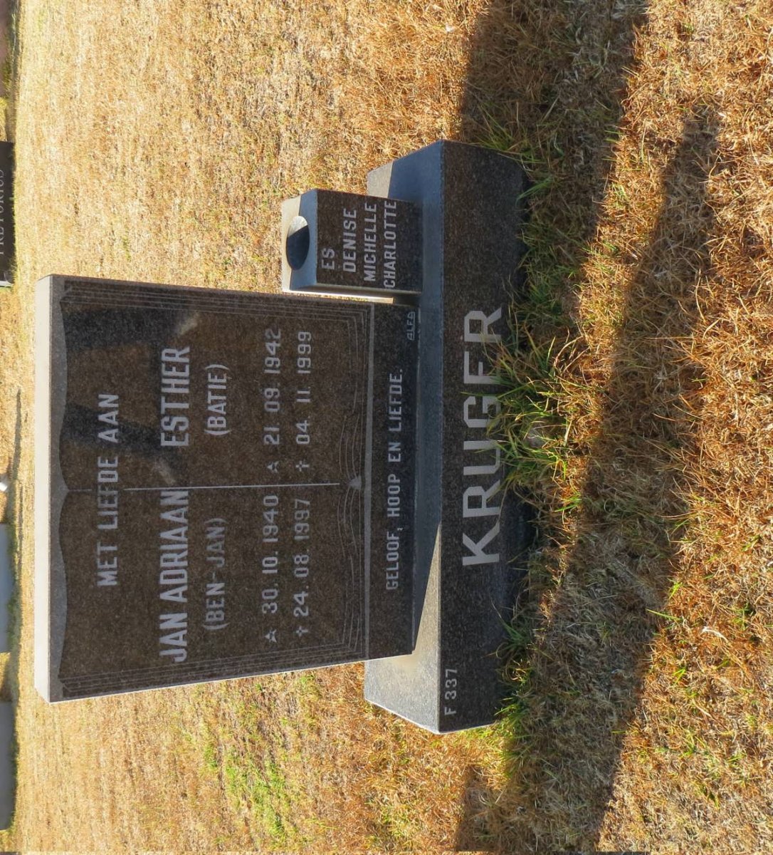 KRUGER Jan Adriaan 1940-1997 &amp; Esther 1942-1999