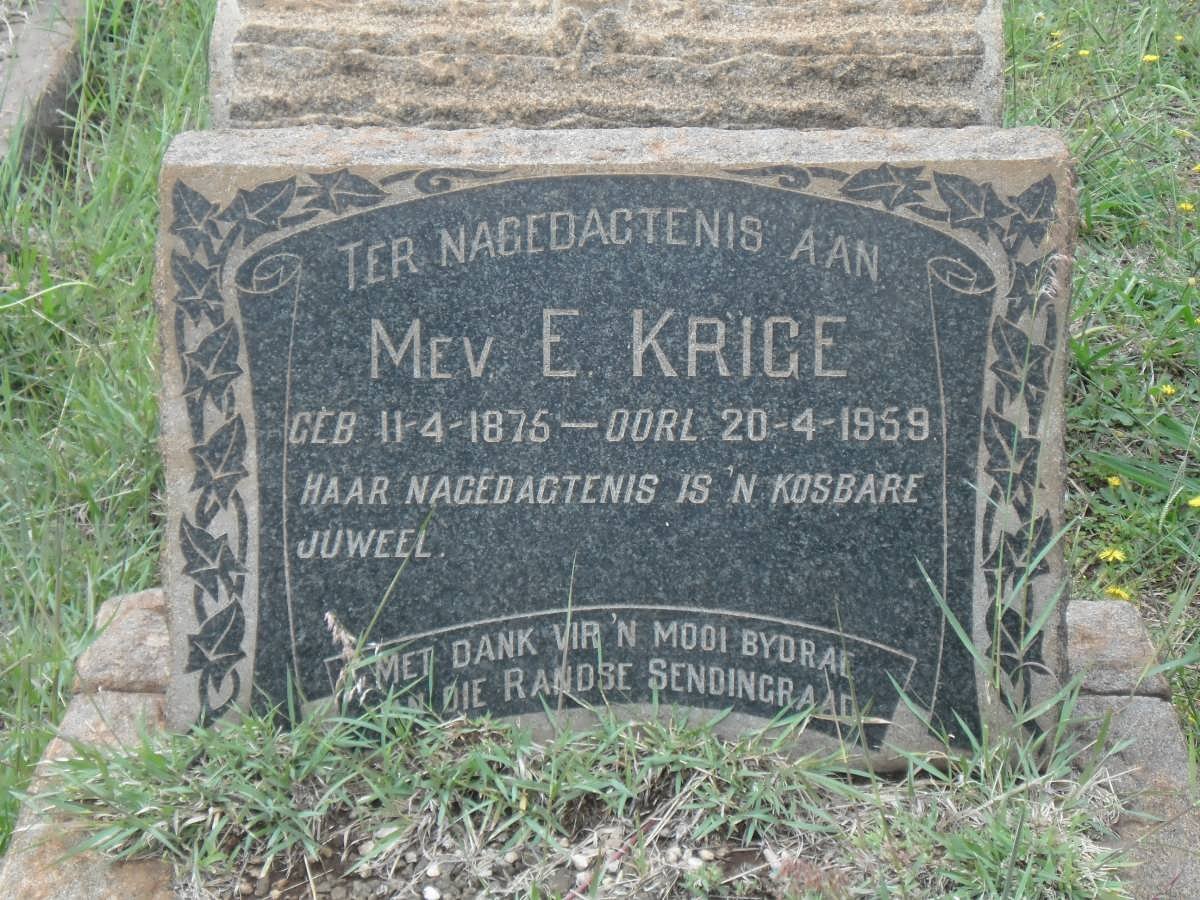 KRIGE E 1875-1959
