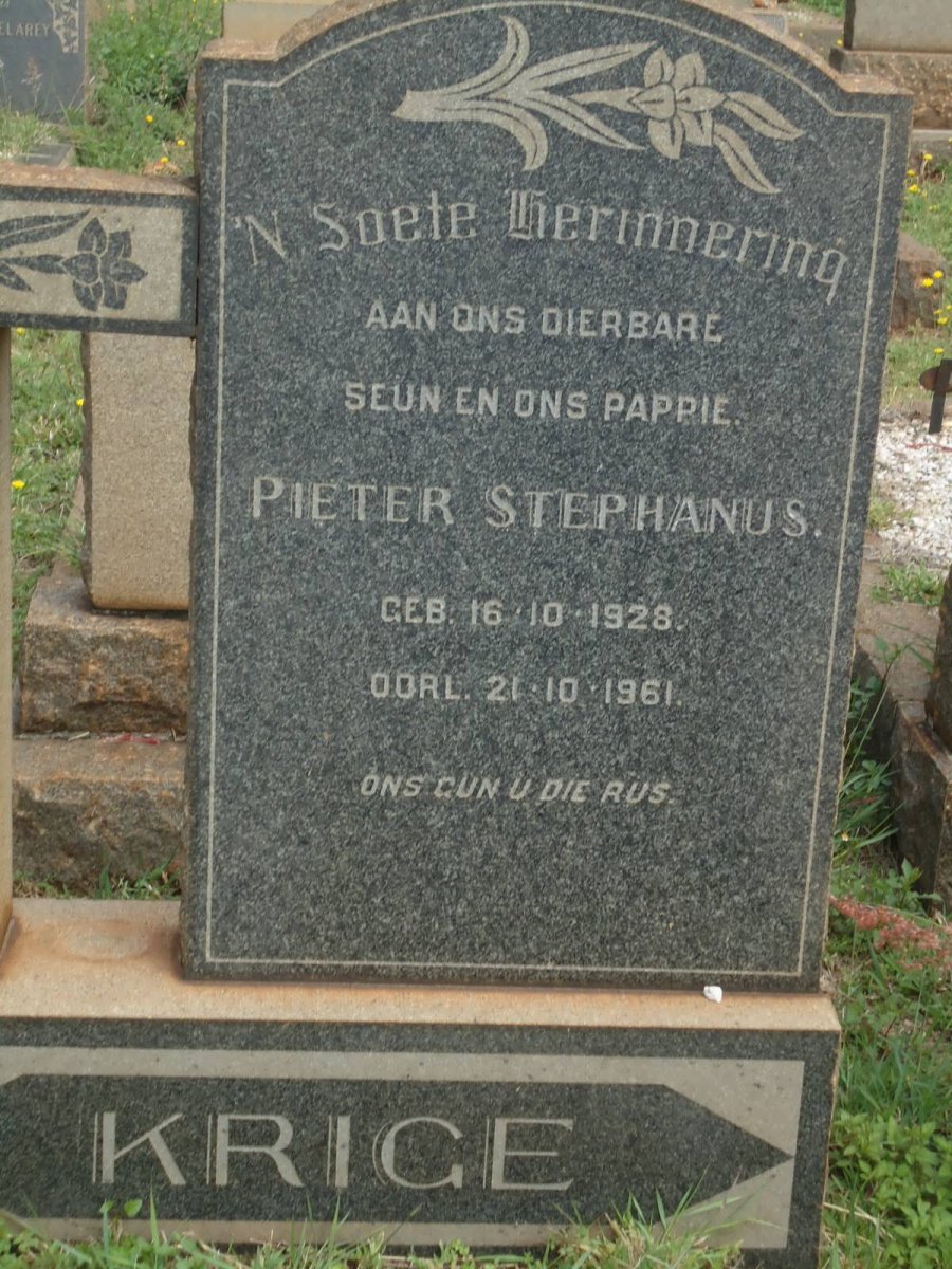 KRIGE Pieter Stephanus 1928-1961