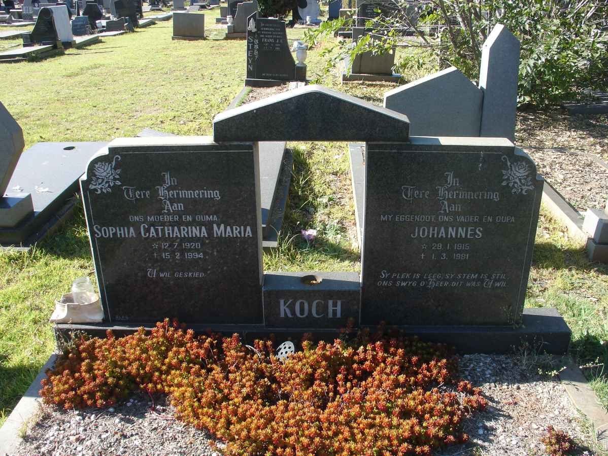 KOCH Johannes 1915-19?1 &amp; Sophia Catharina Maria 192?-1994