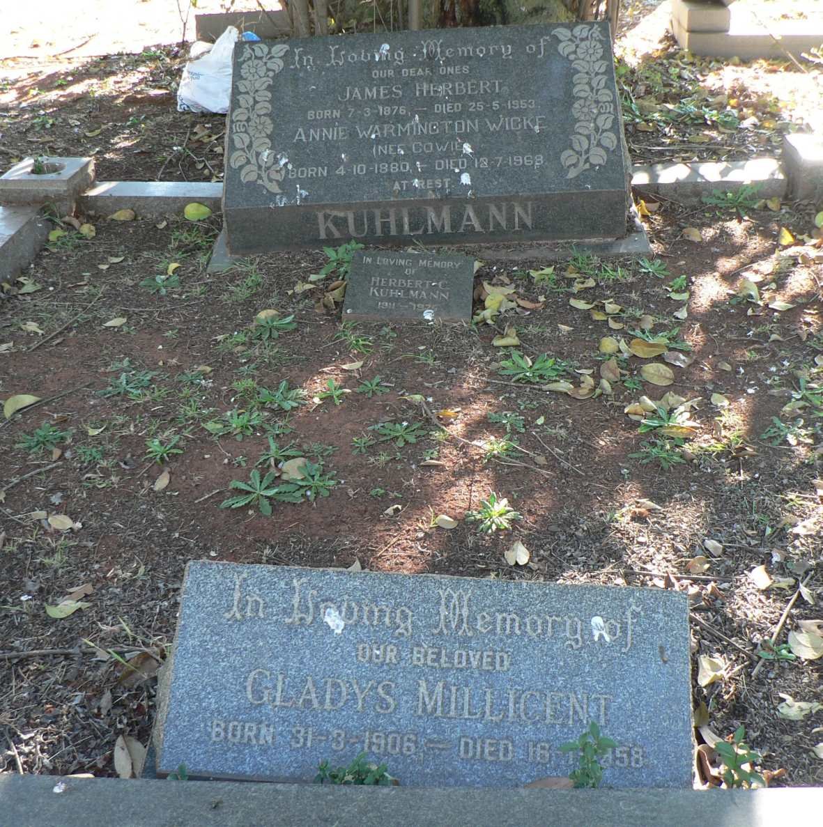 KUHLMAN James Herbert 1876-195? &amp; Annie Warmington Wicke COWIE 1880-1968