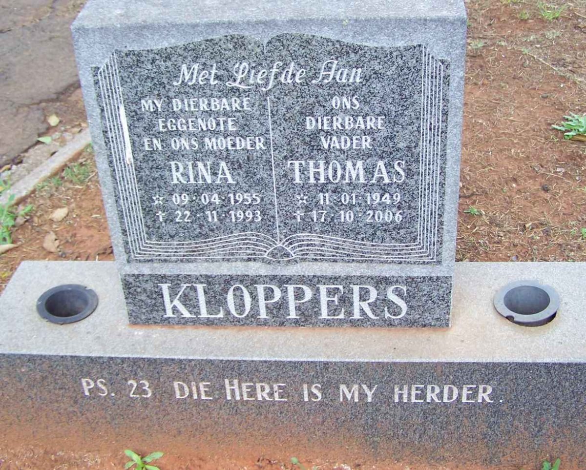 KLOPPERS Thomas 1949-2006 &amp; Ria 1955-1993