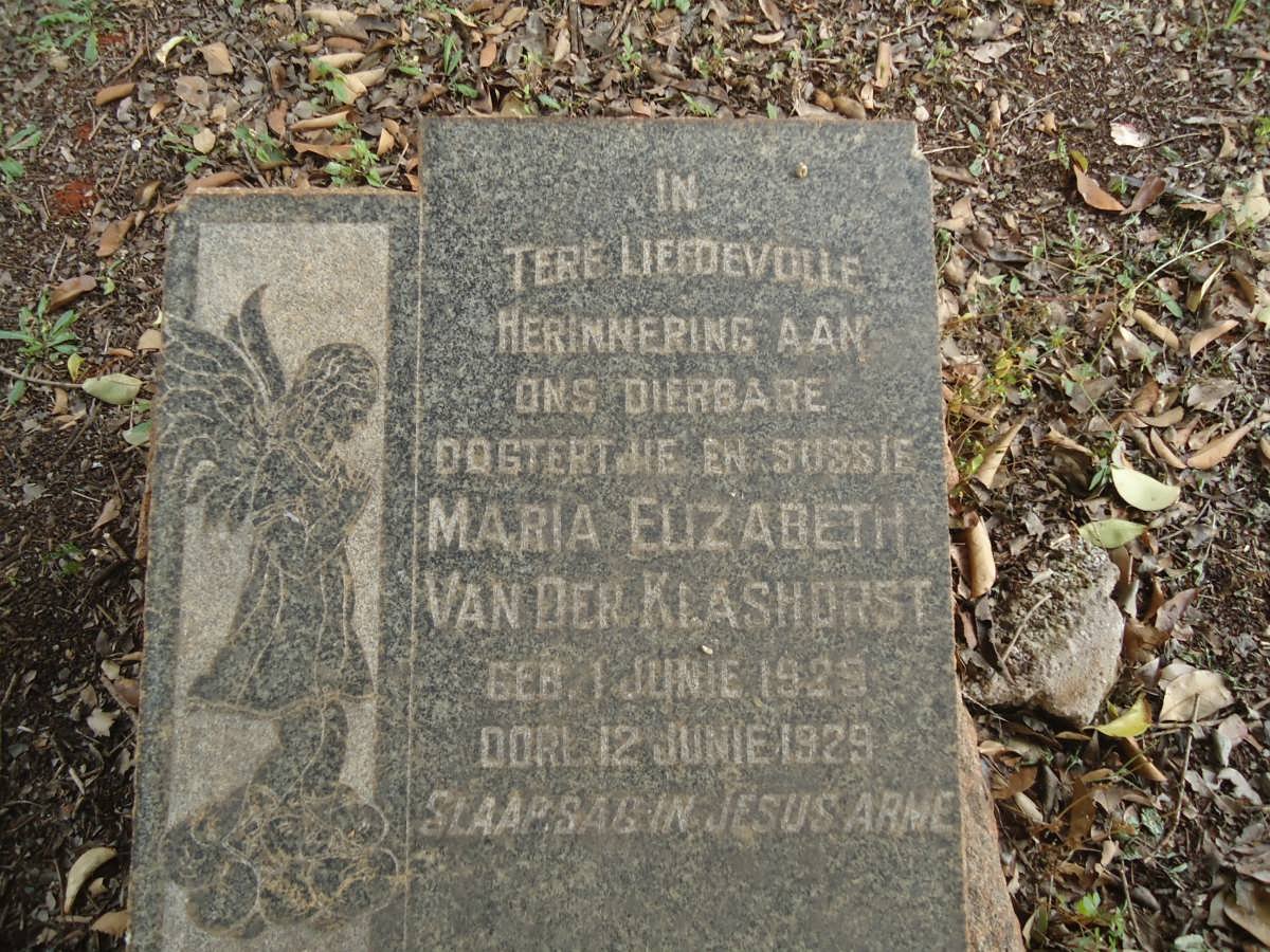 KLASHORST Maria Elizabeth, van der 1929-1929