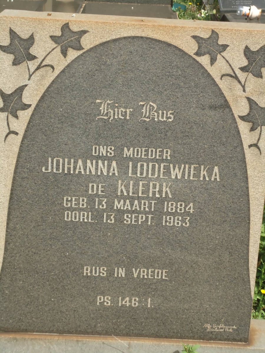 KLERK Johanna Lodewieka, de 1884-1963