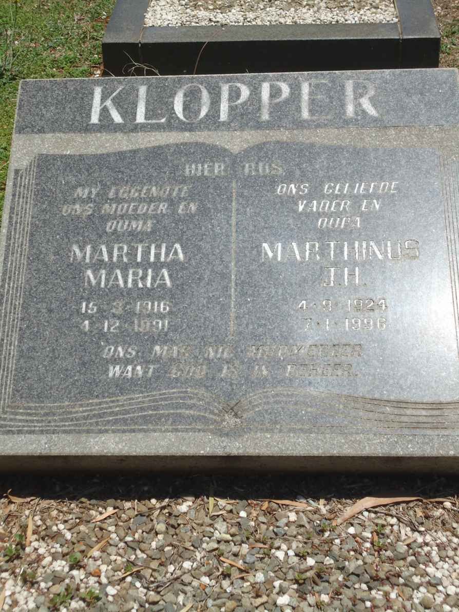 KLOPPER Marthinus J.H. 1924-1996 &amp; Martha Maria 1916-1991