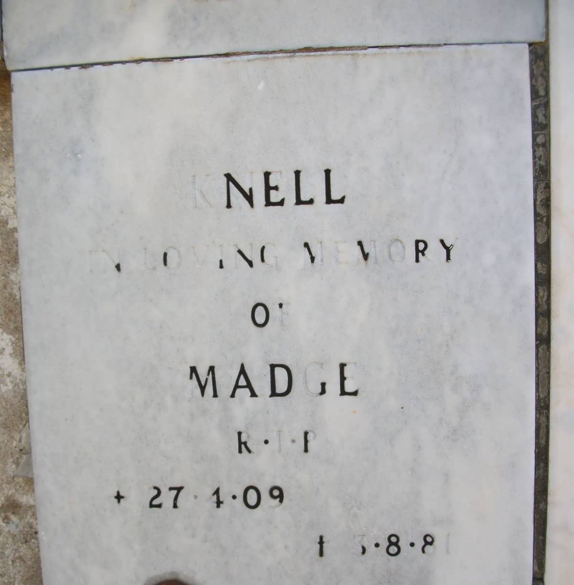 KNELL Madge 1909-1981