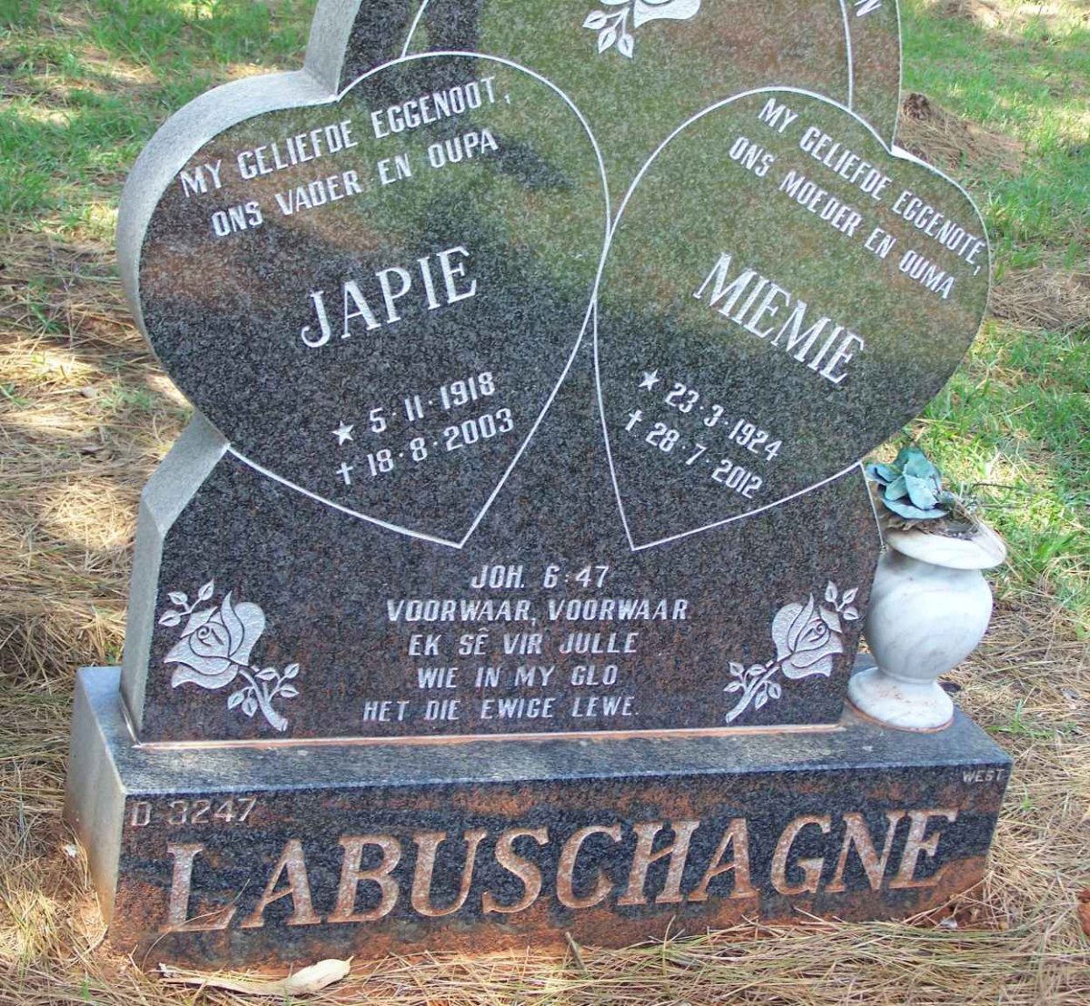 LABUSCHAGNE Japie 1918-2003 &amp; Miemie 1924-2012