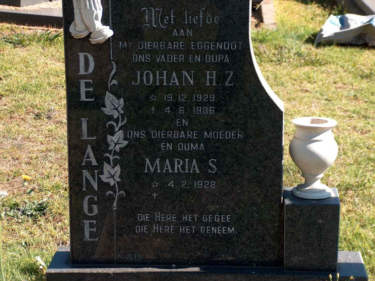 LANGE Johan H.Z., de 1929-1986 &amp; Maria S. 1928-