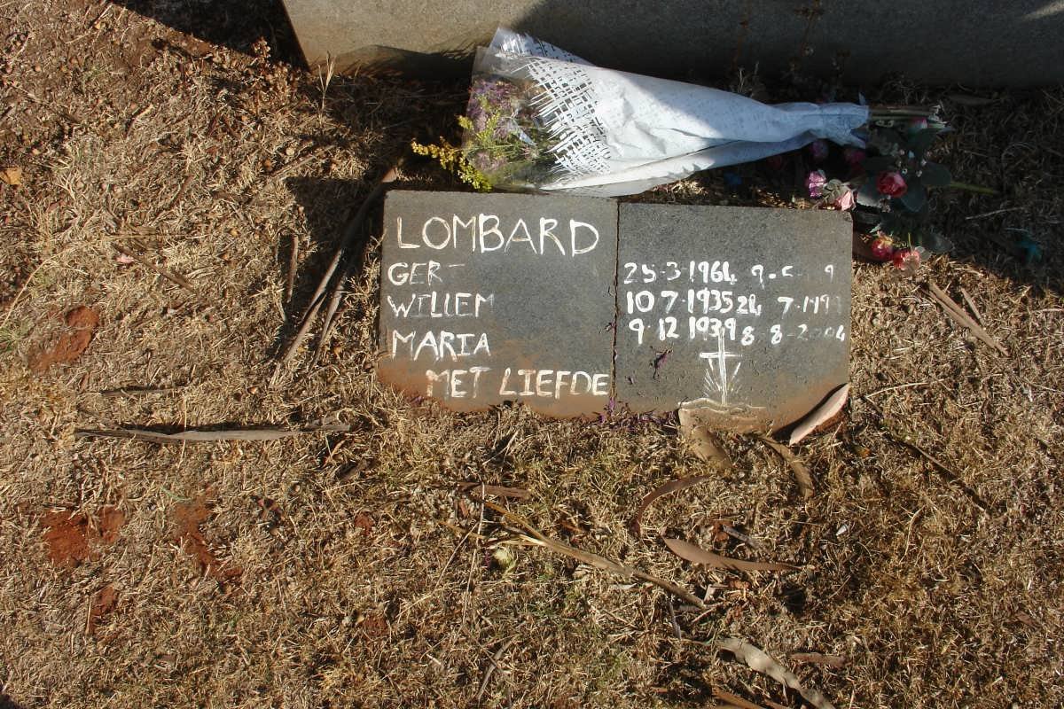 LOMBARD Willem 1935-1994 &amp; Maria 1939-2004 :: LOMBARD Gert 1964-199?