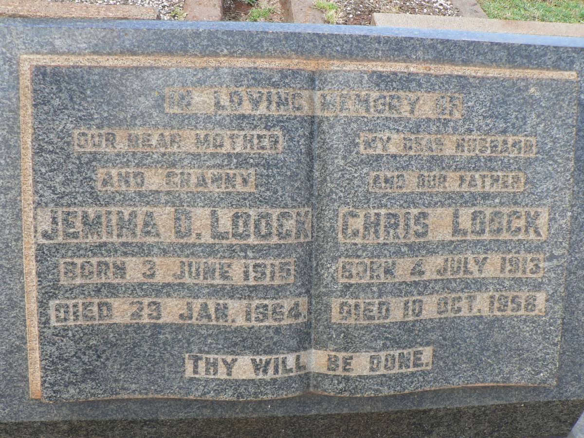 LOOCK Chris 1913-1956 &amp; Jemima D. 1915-1964