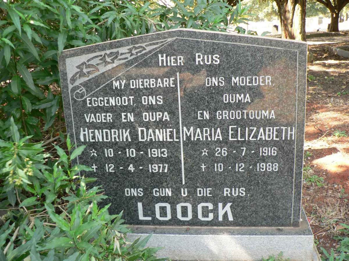 LOOCK Hendrik Hendrik Daniel 1913-1977 &amp; Maria Elizabeth 1916-1988