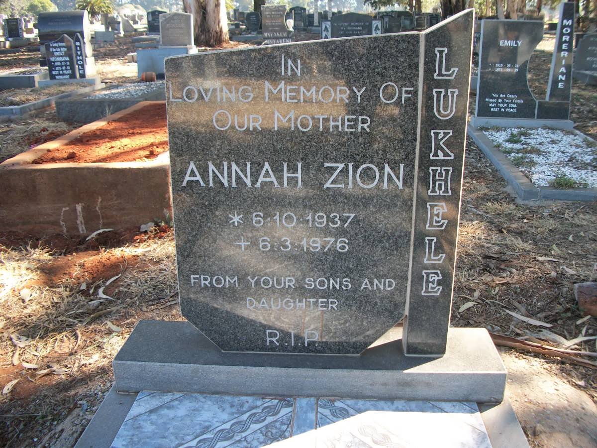 LUKHELE Annah Zion 1937-1976